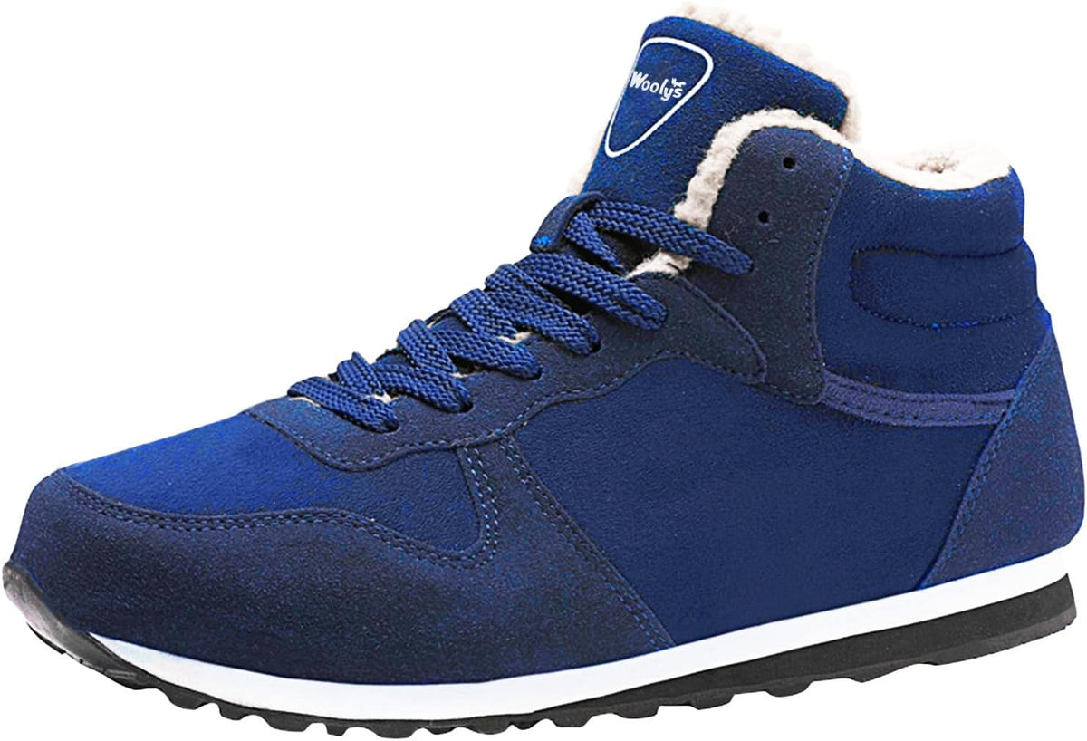 Hiking Boots Women Comfortable Outdoor Anti-Slip Ankle Barefoot Boots Lace Up Fur Lined Casual Booties Woman Hiking Shoes