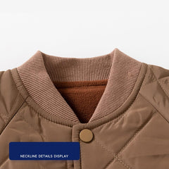 Toddler Boys Girls Winter Coat Thick Puffer Cotton Quilted Jacket Solid Color Baseball Outerwear Button Cloure