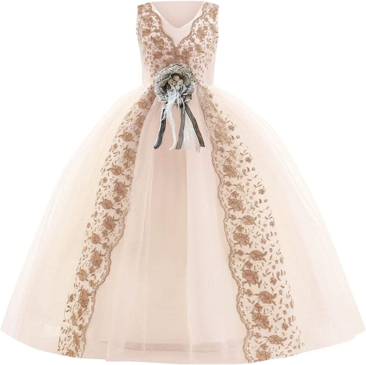Girls Dress Princess Dress Sleeveless Long Dress Flower Girl Wedding Dress Model Catwalk Reversible Sequin Dress