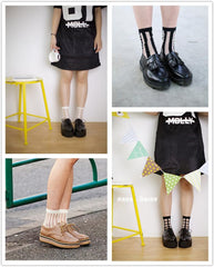 Women 2019 Transparent Mesh Black White Ankle High Socks Short Stocking