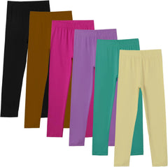 6 Pack Girls Leggings Yoga Leggings for Girls Soft Stretchy Pants Kids Basic Solid School Pants