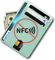 Portable RFID Blocking Card Holder, Pocket Wallets With ID Window, Minimalist Slim Coin Purse