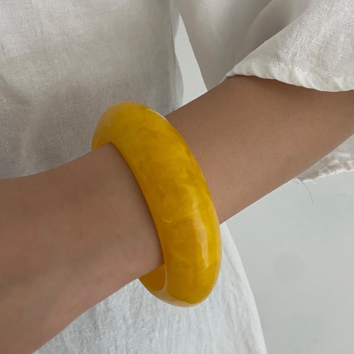 Gold Bangle Bracelets for Women Resin Dyed Wide Face Cuff Bold Stylish Layered Jewelry Elegant Wristwear