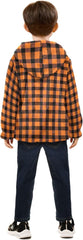 CHIFIGNO Buffalo Plaid Orange Toddler Fleece Zip up Jacket, Thick Lightweight Fleece Outerwear Jackets 3T