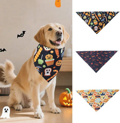 3 Pack Halloween Dog Bandanas, Pumpkin Ghost Pet Triangle Scarf for Cats and Dogs, 24.4'' Durable Fabric Costume for Boy and Girl Pets (Colorful)