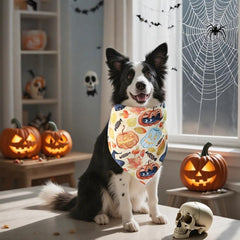 3 Pack Halloween Dog Bandanas, Pumpkin Ghost Pet Triangle Scarf for Cats and Dogs, 24.4'' Durable Fabric Costume for Boy and Girl Pets (Colorful)