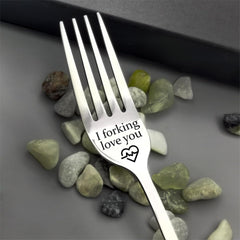 I Forking Love You Fork Gifts for Him Her Couples Gifts for Wife Husband Fiance Fiancee Couple Gifts, Inspirational Funny Engraved Forks, Stainless Steel Table Forks (1)