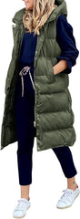 Inorin Womens Down Vest with Stand Collar Thick Hooded Sleeveless Long Coats Jacket