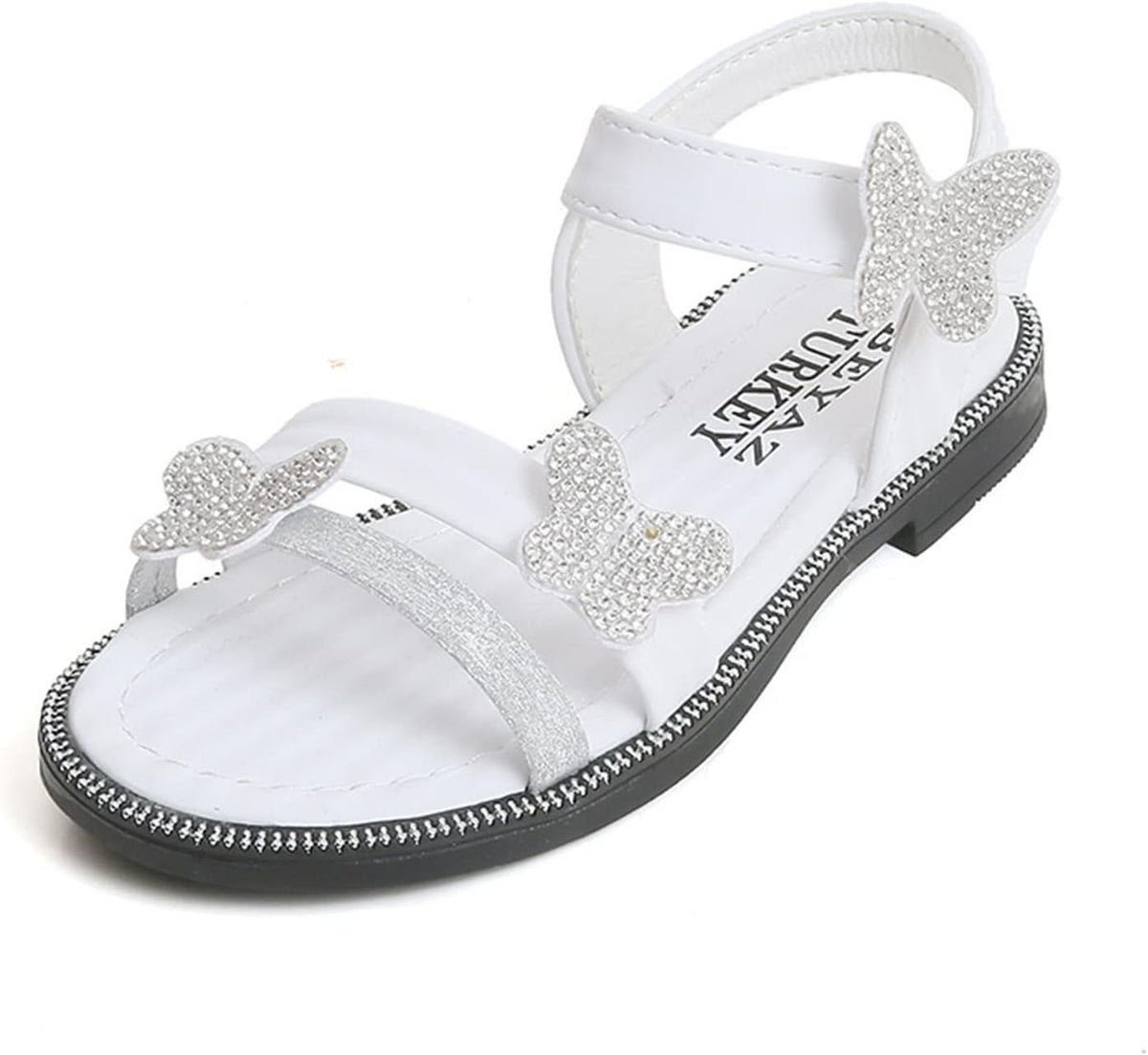 Toddler Girls Butterfly Sandals Summer Outdoor Closed Toe Soft Rubber Sole Beach Water Shoes (White, 9.5 Little Child)