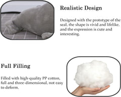 Seal Plush Stuffed Animal White Cute Toy Pillow Kawaii Doll for Kids, 9 inch