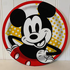 Unique Multicolor Disney Mickey Mouse Round Dinner Plates (9") 8 Count - Bright and Fun Design, Perfect for Disney Themed Parties