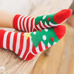 5 Pairs Kids Christmas Cotton Socks Elk Snowman Santa Holiday Hosiery