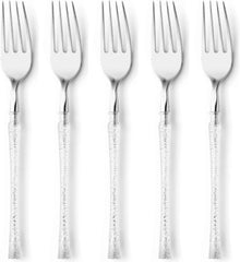 Forks Elegant Fusion Collection Plastic (Pack of 20), Glitter Silver/Gold