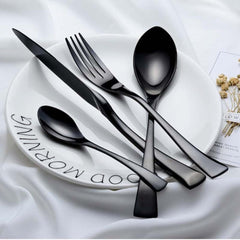 Cabilock Black Dinner Fork Stainless Steel Western Cutlery Fork Table for Food Serving Black
