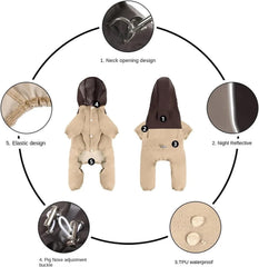 Dog Raincoat - Reflective Waterproof TPU Pet Rain Jacket with Hood, Harness Compatible, Adjustable Snap Closure for Outdoor Use(Dark Green,XX-Large)