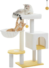 Cactus Cat Tree 35.4"- Medium Cat Tower w/Sisal Scratching Post, Cat Condo for Indoor Cats, Large Padded Top Perch, Comfy Hammock, and 2 Dangling Balls for Small-Medium Cats, Green