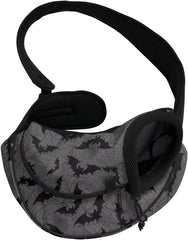 Black Cat Halloween Dog Backpack Carrier for Small Dogs Breathable with Mesh Windows Pet Sling Carrier for Small Dogs Cute Easy-Clean