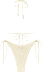 ZAFUL Women's Triangle Bikini Multiway Fishnet Tie Side Bandeau Halter String Bikini Set Two Piece Swimsuit Bathing Suits