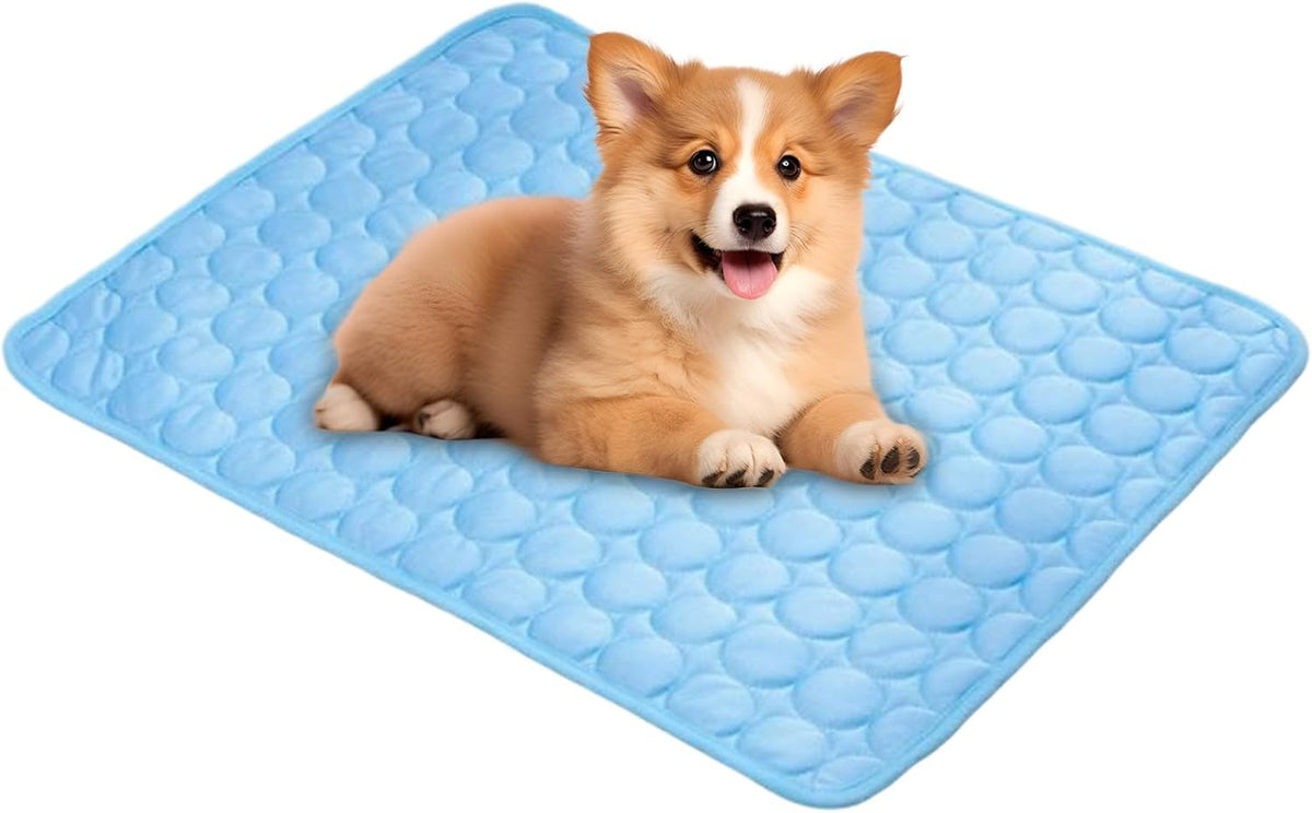 Pet Cooling Mat, Washable Cooling Mat for Dogs Cats, 50 x 40cm Pet Cool Mat Ice Silk Cushion, Portable Dog Cool Bed for Summer, Ideal for Indoor Outdoor Use