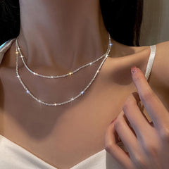 A Beautiful And Luxurious Silver Twisted Necklace For Women, Copper Plated Silver, Sturdy Durable, Women To Wear At Parties And Banquets, Fashionable Jewelry Gift