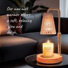 Candle Warmer Lamp with Timer Electric Wax Warmer for Scented Wax Melt Warmer Melter for Jar Candles Touch and Remote Control Dimmable Ajustable Height Gifts for Women 2 Bulbs, Star Glass