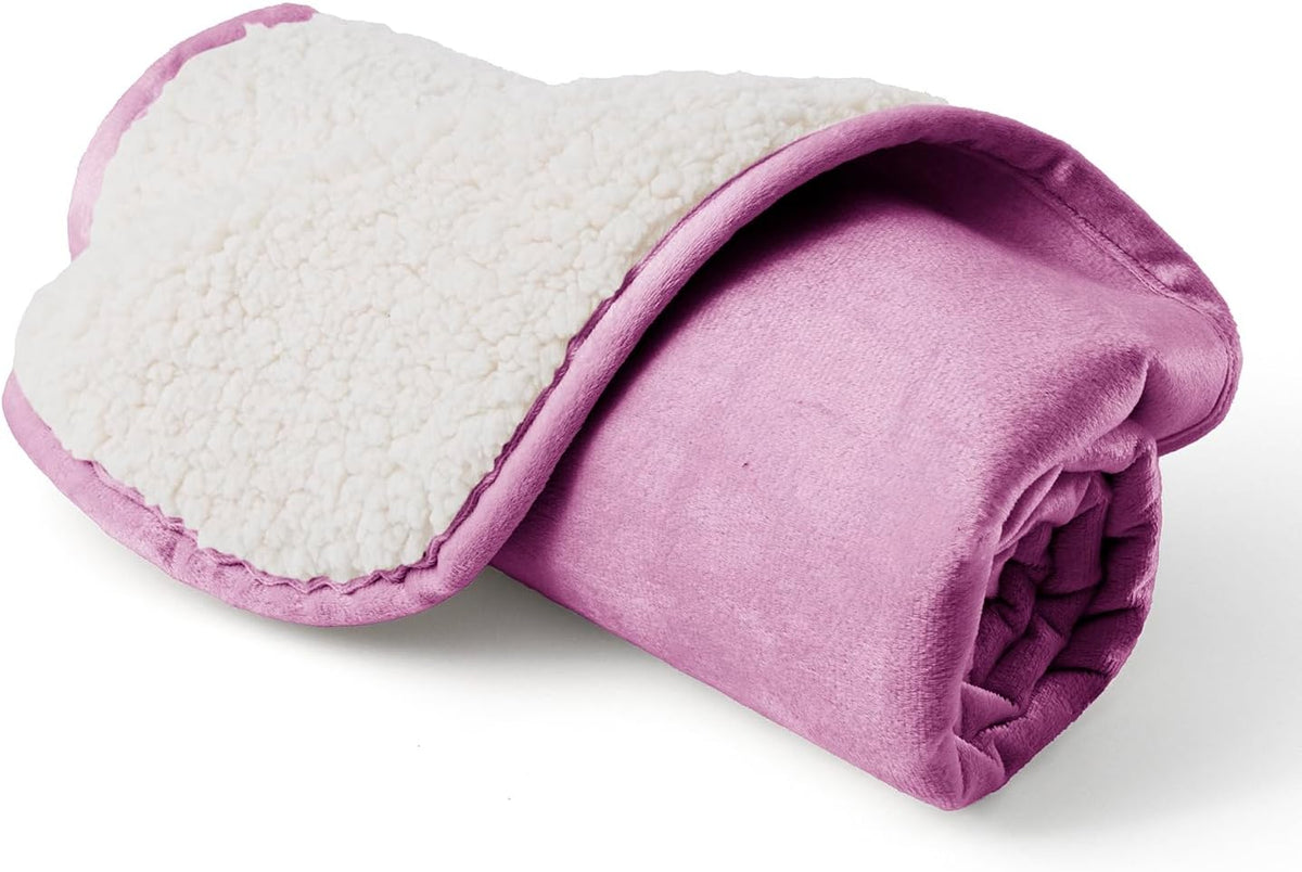 Cat Blanket,Waterproof Dog Blankets for Small Dogs, Washable Pet Puppy Sherpa Throw Protector for Bed Couch Sofa Furniture Reversible(25"x35",S,Purple)