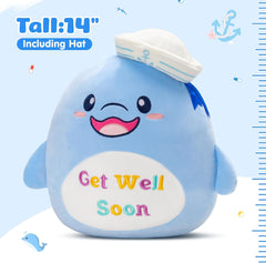 Athoinsu 12" Get Well Soon Dolphin Plush Pillow Soft Sofa Cushion Squishy Plushie Toy Cute Stuffed Animal Room Decor Feel Better Gifts for Recovering Patient (Blue)