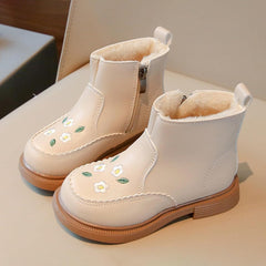 Girls Kids Side Zipper Faux F𝐮r Ankle Boots Girls Fashion Boots For Girls Girls Low Heel Side Zipper Ankle Booties