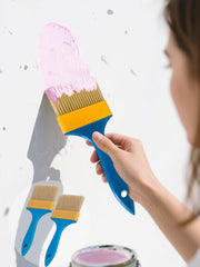 2Pcs Household Bristle Paintbrushes, 3 Inch Plastic Handle Paint Brush Tapered Synthetic Bristles for Wall Painting, Household Supplies