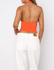 ForeFair Women Sexy Halter Deep V Neck Backless Crop Tank Top Open Back Sleeveless Slim Fit Y2k Summer Tops