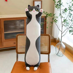 Cute Long Plush Cat Pillow,Soft Plushie Stuffed Animal Toy,Gift for Kids Girlfriend (Black, 27.5inch/70cm)