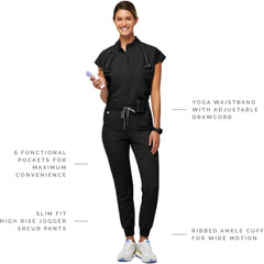 FIGS Zamora High Waisted Jogger Scrub Pants for Women — Slim Fit, 6 Pockets, High Rise Yoga Waistband