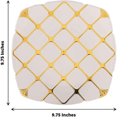 Efavormart 10 Pack | White/Rose Gold Marble 6" Square Plastic Appetizer Dessert Plates, Disposable Party Plates