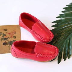 Big Kids Boys Leather Loafers Toddler Slip On Shoe Solid Color Flat Bottom Non Slip Shoes Boys Fashion Casual Shoes