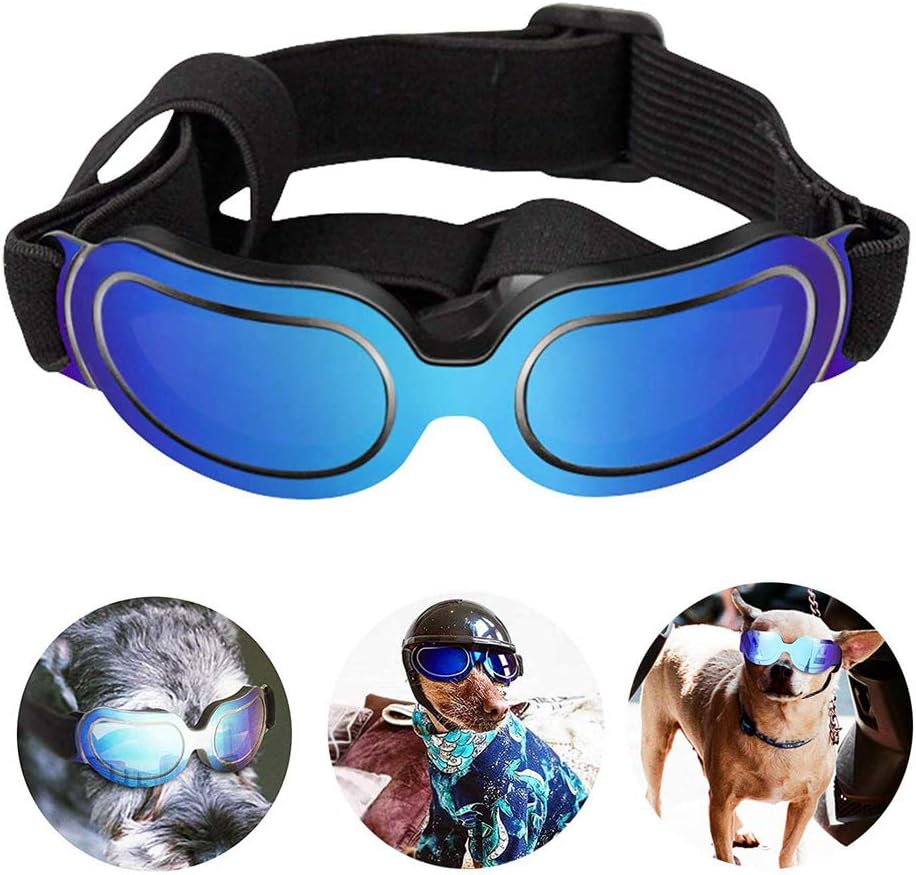 Dog Sunglasses Pet Goggles Eyewear UV Protection Waterproof Pet Sun Glasses Adjustable Strap for Dogs Puppies Cats