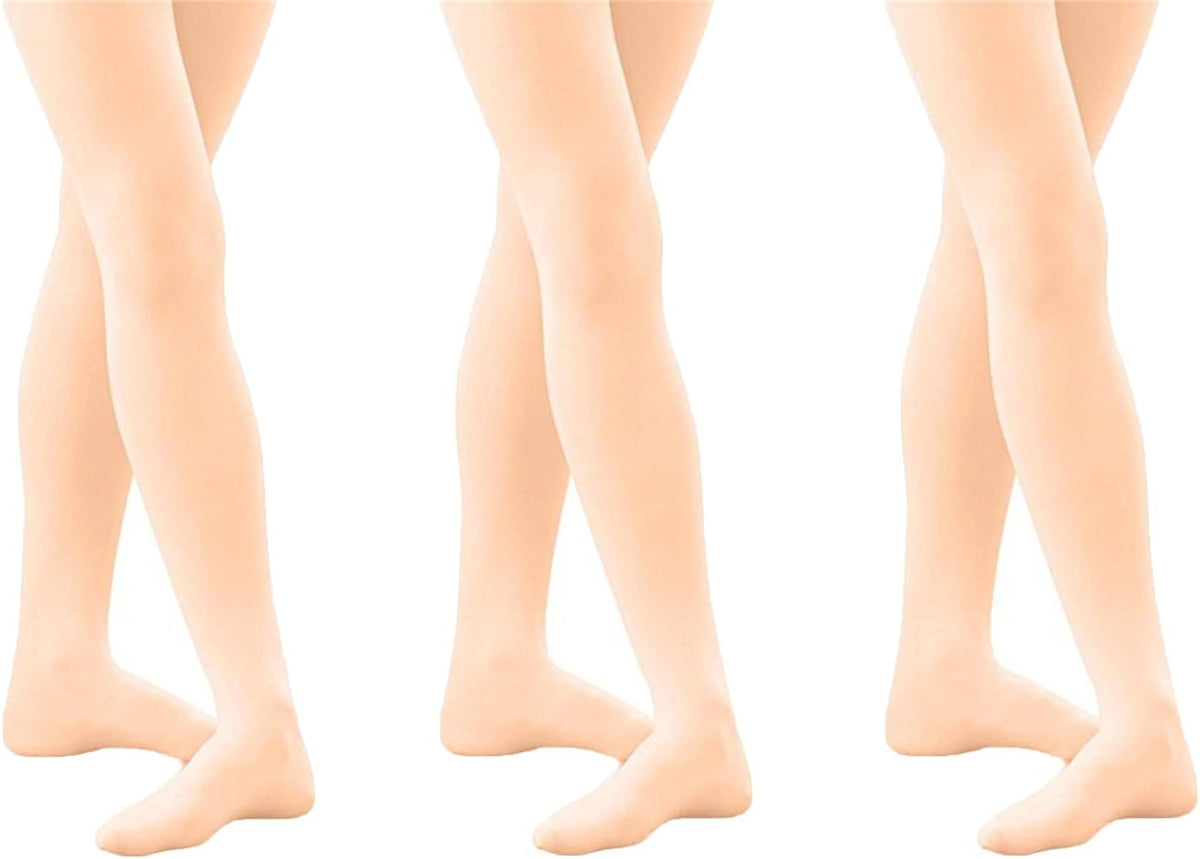 Monvecle 3 Pairs Girls' Kids Opaque Microfiber Dance Stockings School Uniform Footed Tights