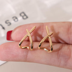 1 Pair Simple Geometric Cross Earrings Fashion Alloy Stud Earring for Women