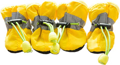 Leconpet Dog Shoes Waterproof Dog Boots for Small Medium Large Dogs with Soft Anti-Slip Sole, Suitable for Rainy Weather Outdoor Walking, Adjustable Elastic Straps, Reflective at Night (Rose, 4)