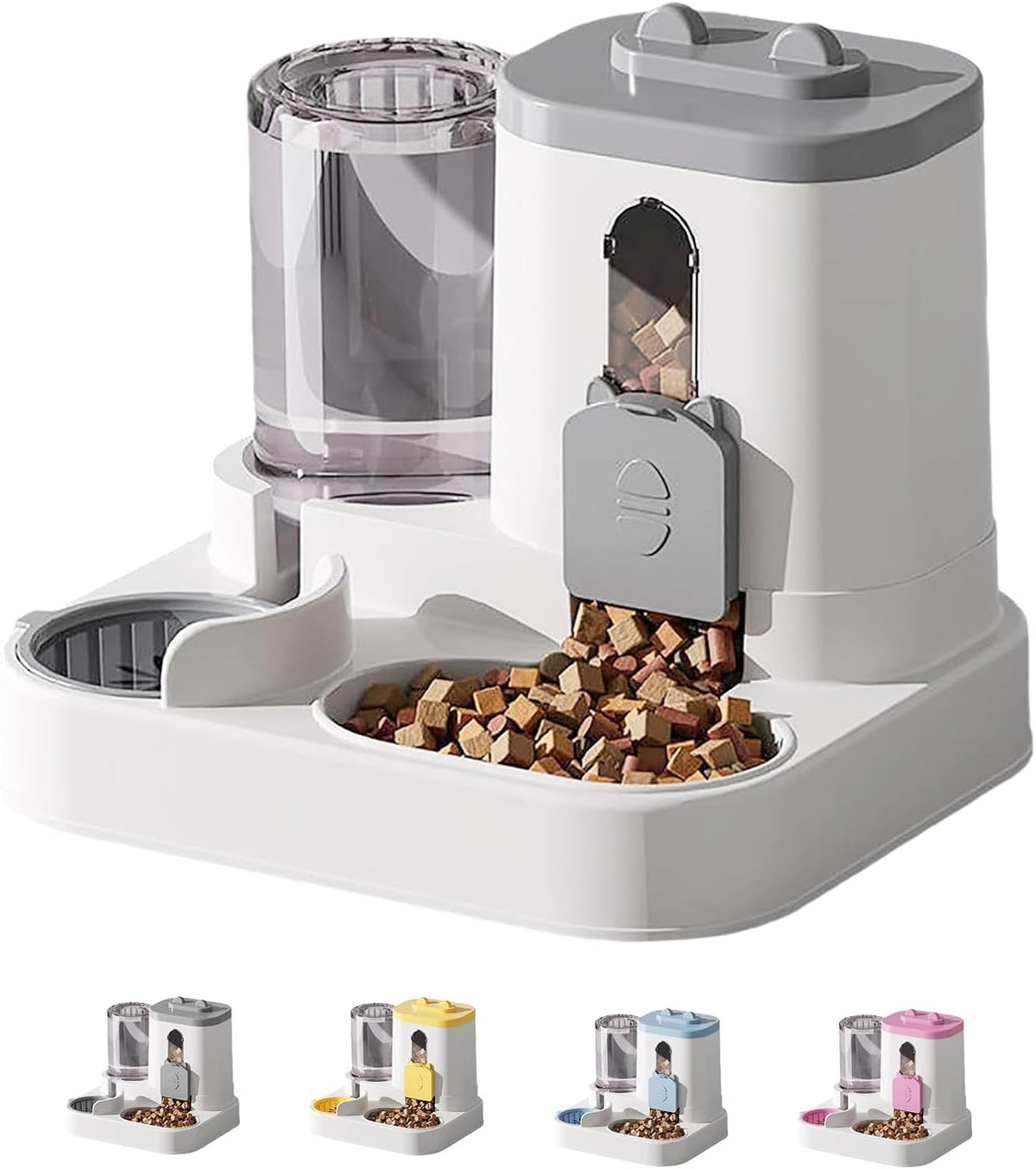 Automatic Dog Cat Feeder and Water Dispenser Water Drinker 2 in 1 Automatic Cat Feeder, Cats Feeders and Waters Dispenser, for Small Medium Dog Puppy Kitten (Pink)