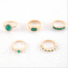 Brass Knuckle Gemstone Ring Set, Women Stackable Geometric Jewelry Accessories