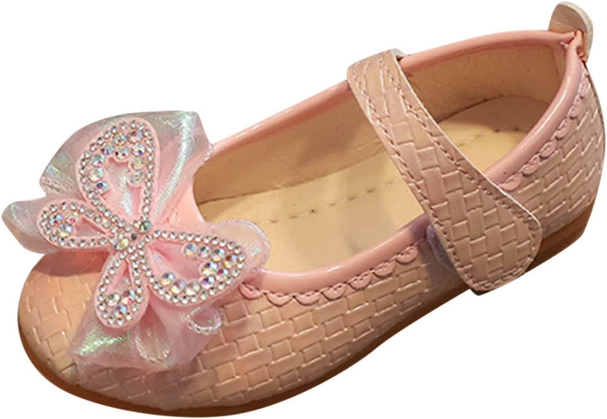 Fashion Summer Children Sandals Girls Casual Shoes Flat Bottom Lightweight Rhinestone Ribbon Bow (White, 6.5 Toddler)