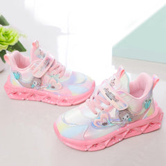 Girls’ Flat Sneakers Slip On Light-Up 𝗠ermaid Shoes Breathable Mesh Boots Lightweight Running Shoes