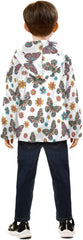 CHIFIGNO Colorful Butterfly White Kids Fleece Zip up Jacket, Warm Light Fleece Jacket 3T