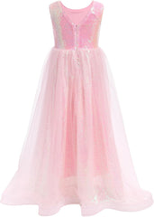 Girls Sequin Dress Sleeveless Princess Birthday Dress Graduation Wedding Party Formal Pageant Dresses for Girls