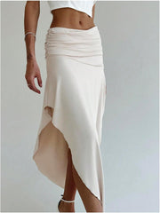 SOLY HUX Women's Ruched Asymmetrical Split Skirt Casual Maxi Skirts