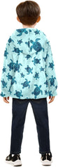 CHIFIGNO Blue Teal Sea Turtles Boy Fleece Zip up Jacket Light Soft Fleece Outerwear Jackets 3T