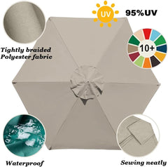 6.5ft/8.8ft/9.8ft Patio Umbrella Replacement Canopy, 6 Arms/8 Arms Sun Umbrella Replacement Cloth for Garden Parasol Canopy Cover, UV Sun Protection(Yellow,8 ribs-3.0m(9.8ft))