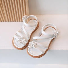 Kids Girls Elegant Dress Sandals Casual Open Toe Flower Design LightWeight Adjustable Straps Summer Little Child Sandals