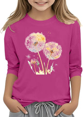 Girls Summer Tops Dress Casual Crewneck Cute Floral Print Shirts Trendy 3/4 Sleeve Shirts for Girl Workout Tunic Blouse