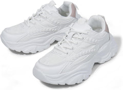 Women's Lace-up Platform Walking Shoes Comfortable Retro Stylish Workout Sport Work Casual Chunky Sneakers